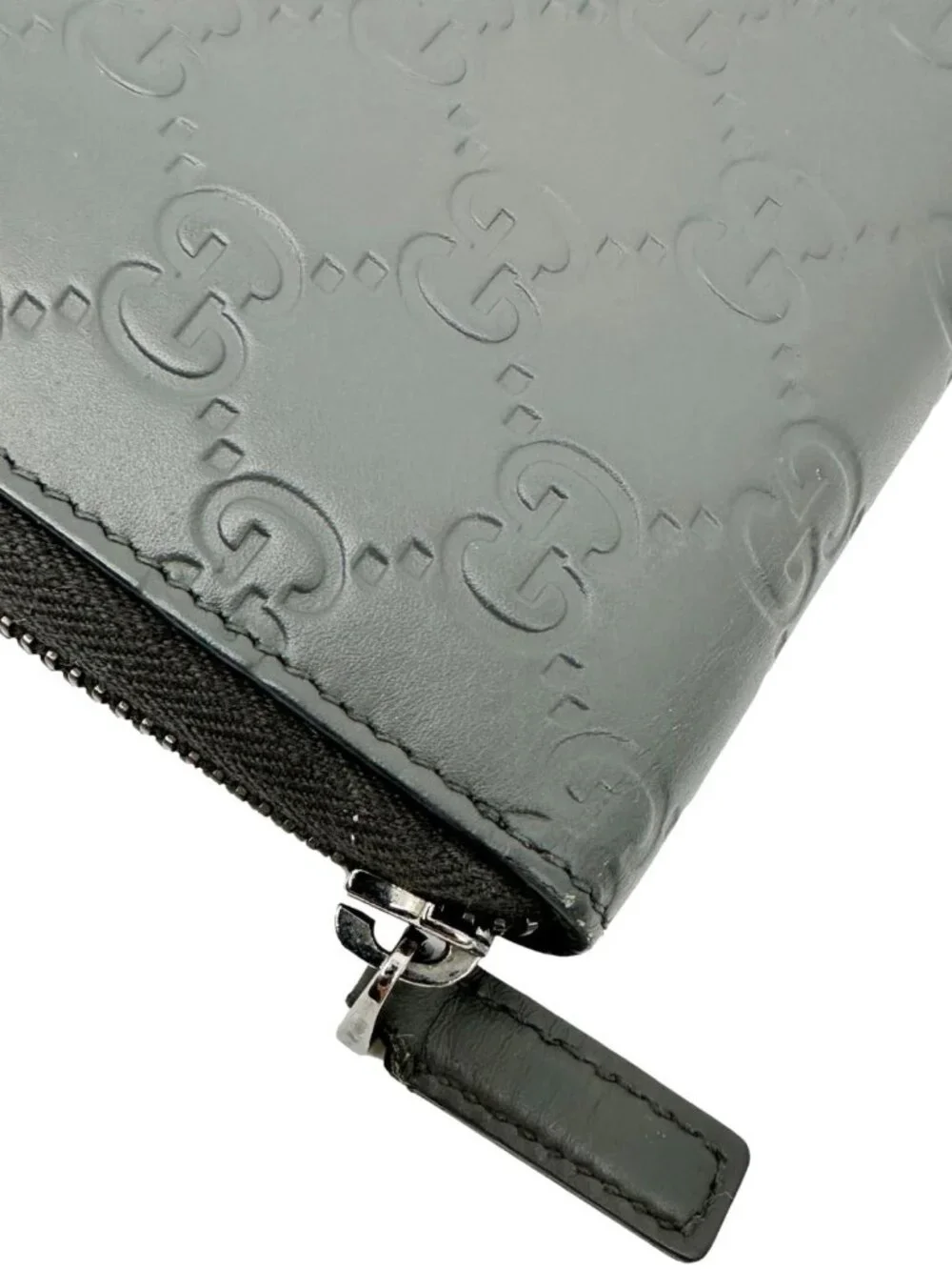 Gucci GG Leather Zip Around Wallet Grey 447906 - Picture 7 of 12
